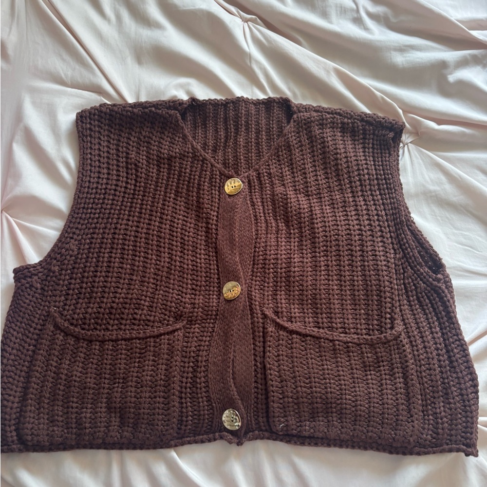 Othr Chocolate Brown Knit Women's Cardigan Vest